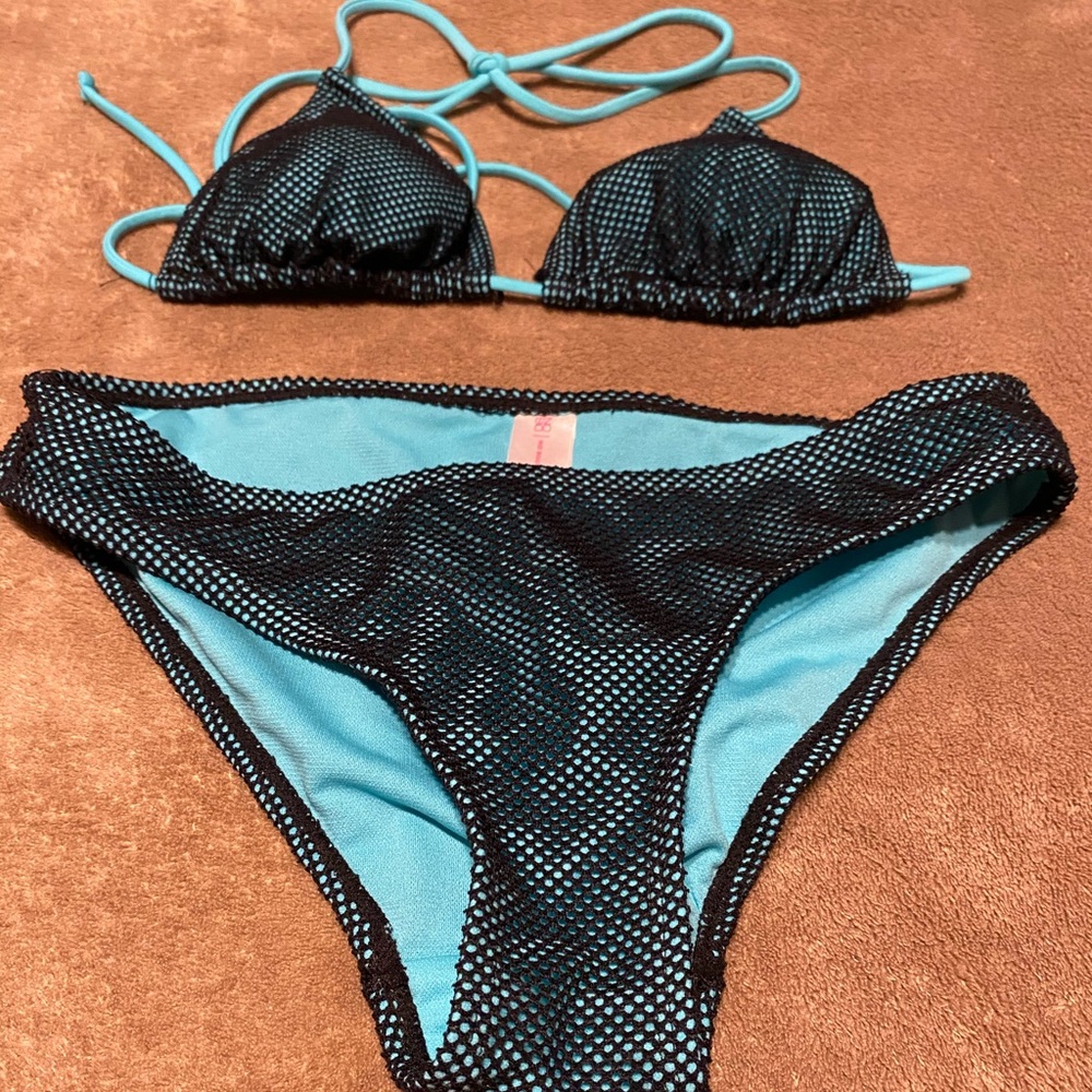 Bikini black and aqua blue